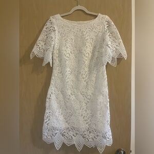 Anthropologie White Floral Lace Dress